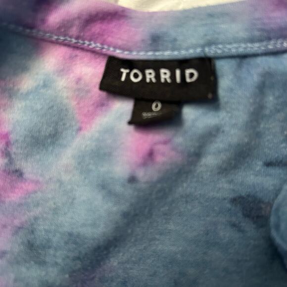 Torrid Tie Dye Midi Dress Size 0 Purple Blue Short Sleeve - Picture 3 of 3